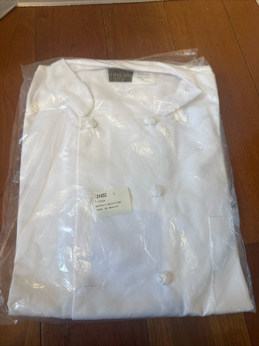 Neil Allyn Career Apparel white double-breasted chef jacket Cloth Knot Buttons L